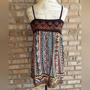 Angie Boho Studded Detail Southwestern Print Sleeveless Top.